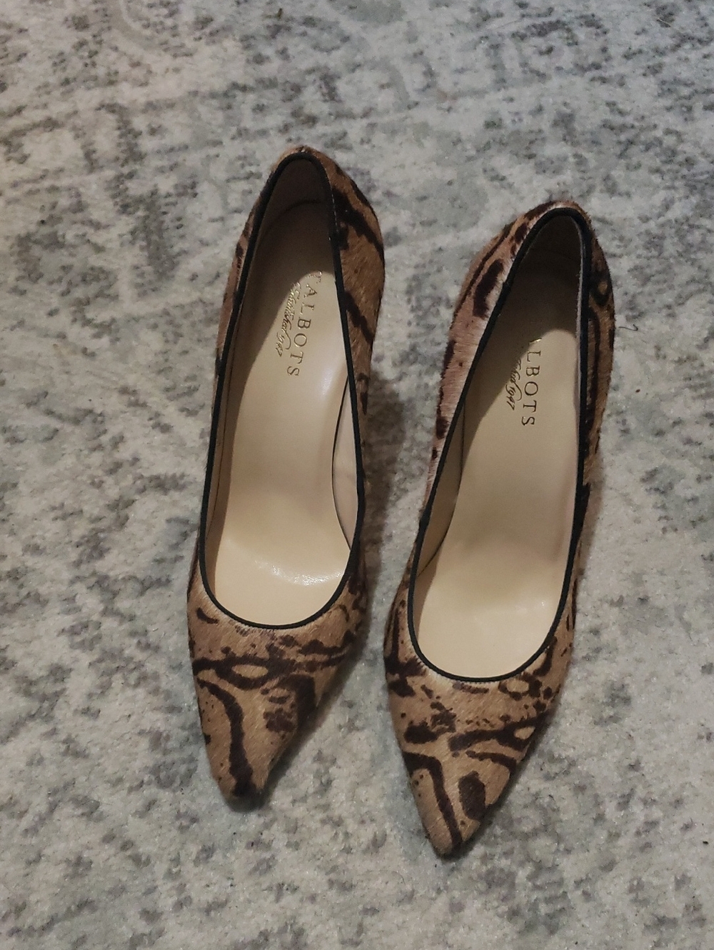Talbots Leopard-Print Pointed-Toe Pumps in Brown and Black